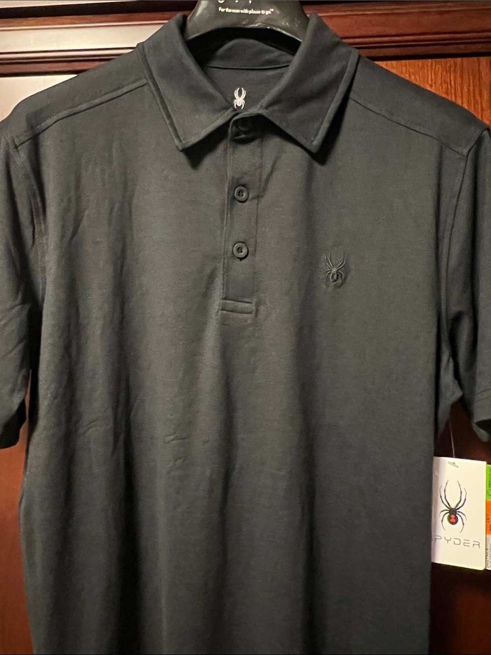 Brand New Spyder Soft Feel Moisture Wicking DryWeb 2-way Stretch Black Golf Polo
